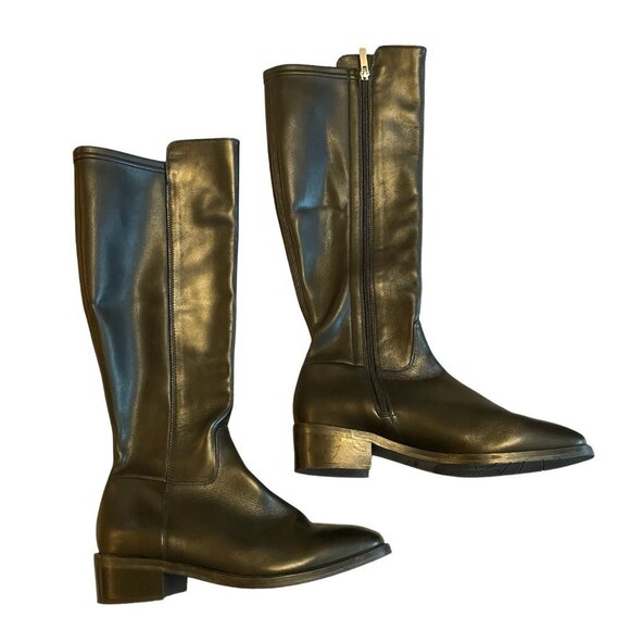 NEW Aquatalia Tall Leather Boots in Black Sz. 9 - Picture 1 of 4